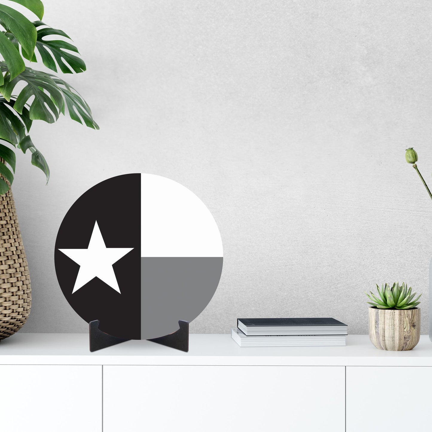 Minimalistic B&W Texas State Flag | Wood Sign | Eaches | Min 1