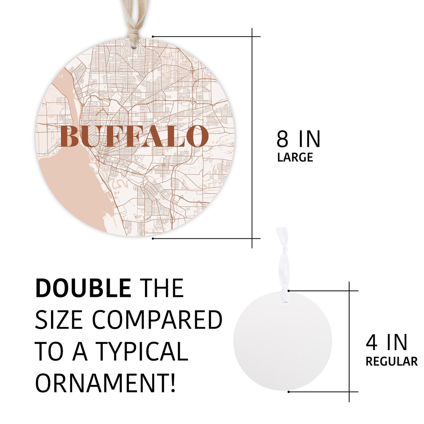 Modern Minimalist New York Buffalo Map | Wood Ornament | Eaches | Min 1