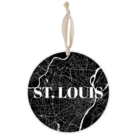 Minimalist B&W Missouri St Louis Map | Wood Ornament | Eaches | Min 1