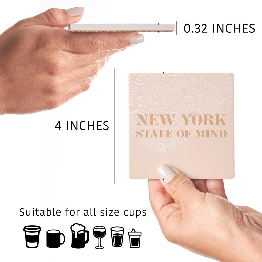 Modern Minimalist New York State Of Mind | Absorbent Coasters | Set of 4 | Min 2