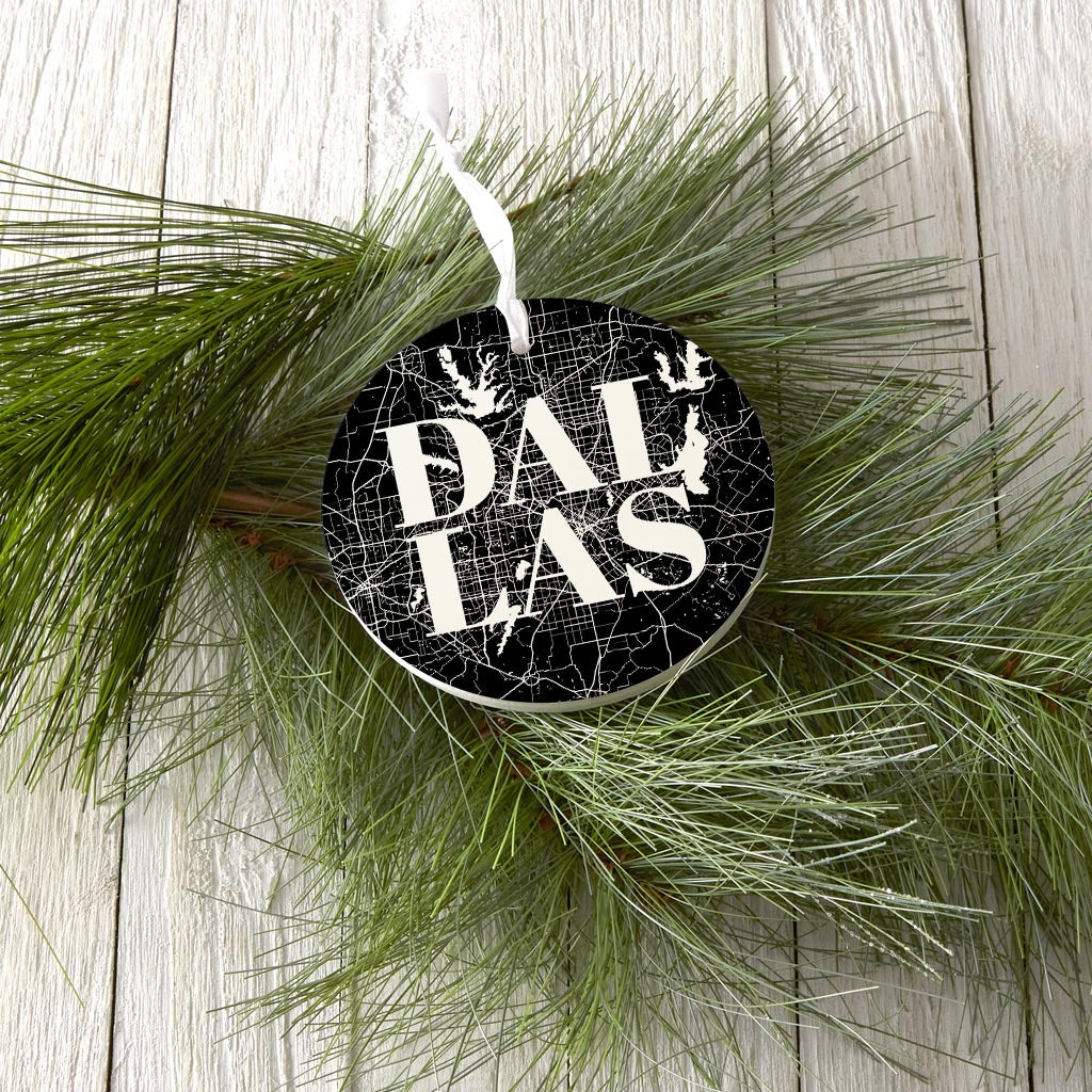 Modern Black Dallas Map | Wood Ornament | Eaches | Min 6