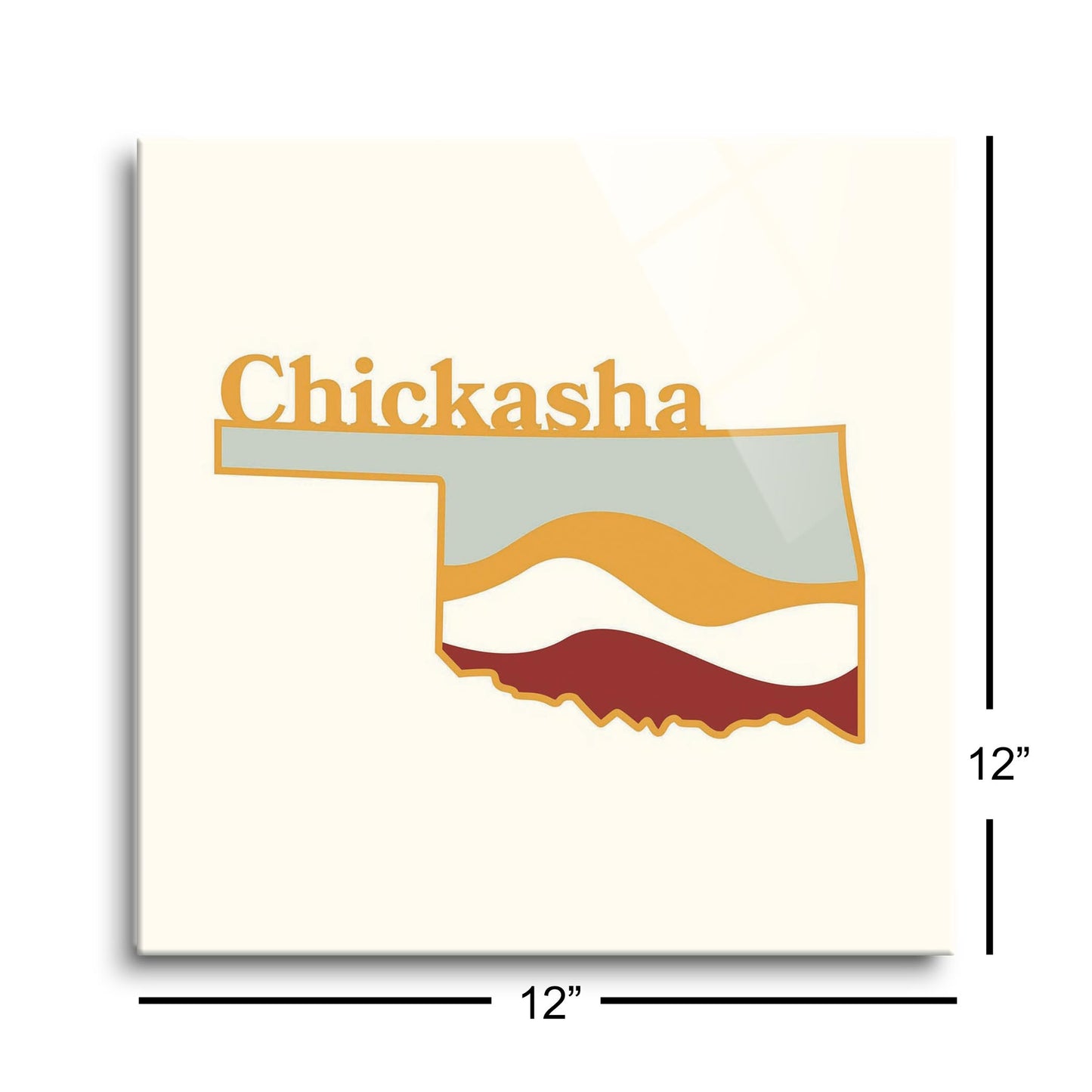 Modern Minimalist Oklahoma State Chickasha | Hi-Def Glass Art | Eaches | Min 1