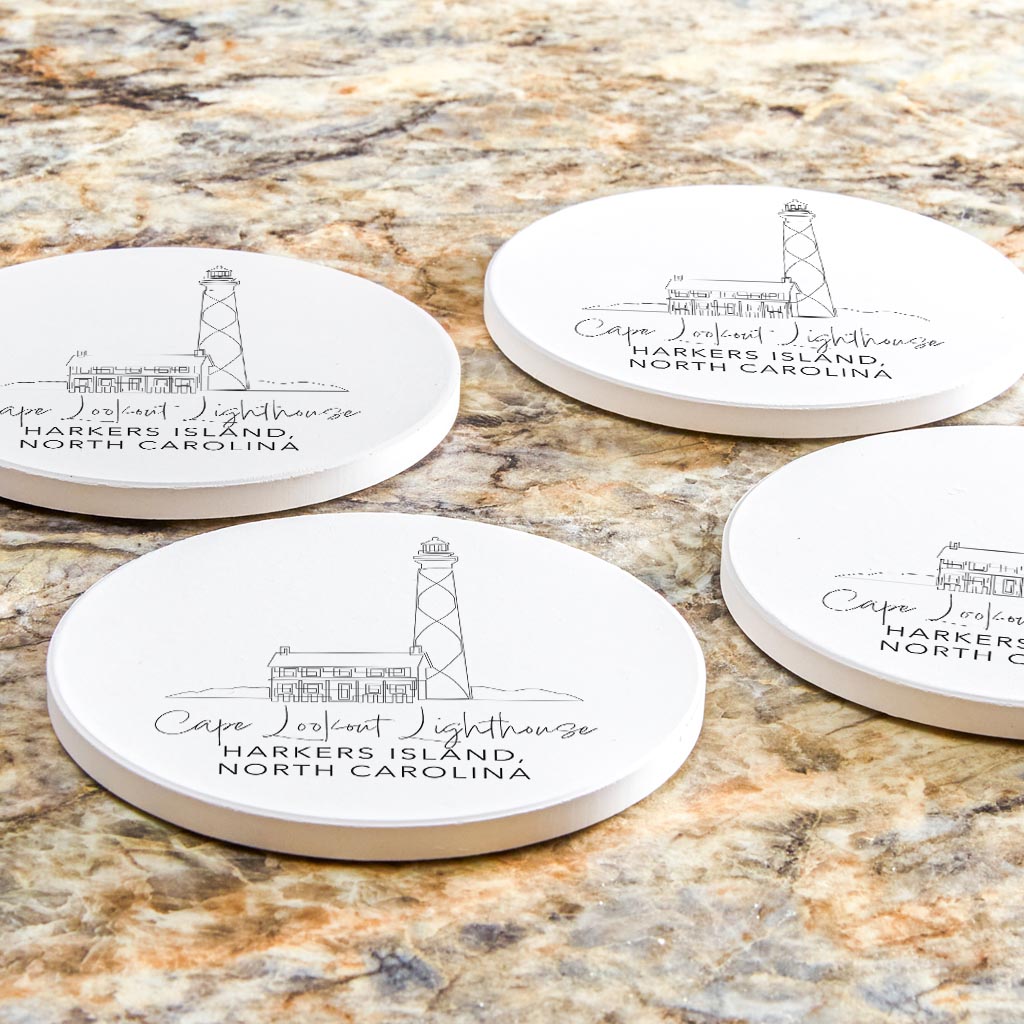 Cape Lookout Lighthouse| Absorbent Coasters | Set of 4 | Min 2