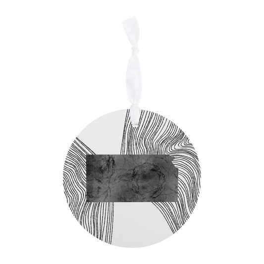 Minimalist B&W Kansas State With Fluid Lines | Wood Ornament | Eaches | Min 6