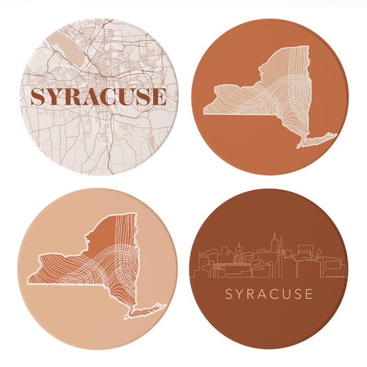 Modern Minimalist New York Syracuse State| Absorbent Coasters | Set of 4 | Min 2