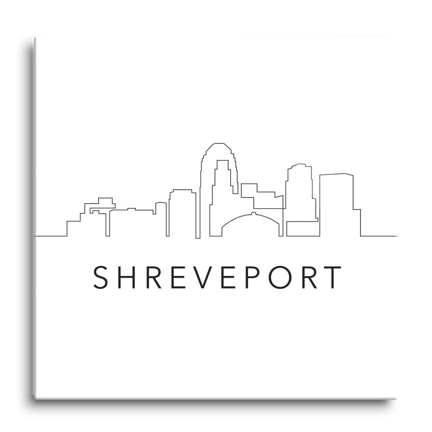 Modern Louisiana Shreveport City Line Drawing | Hi-Def Glass Art | Eaches | Min 1