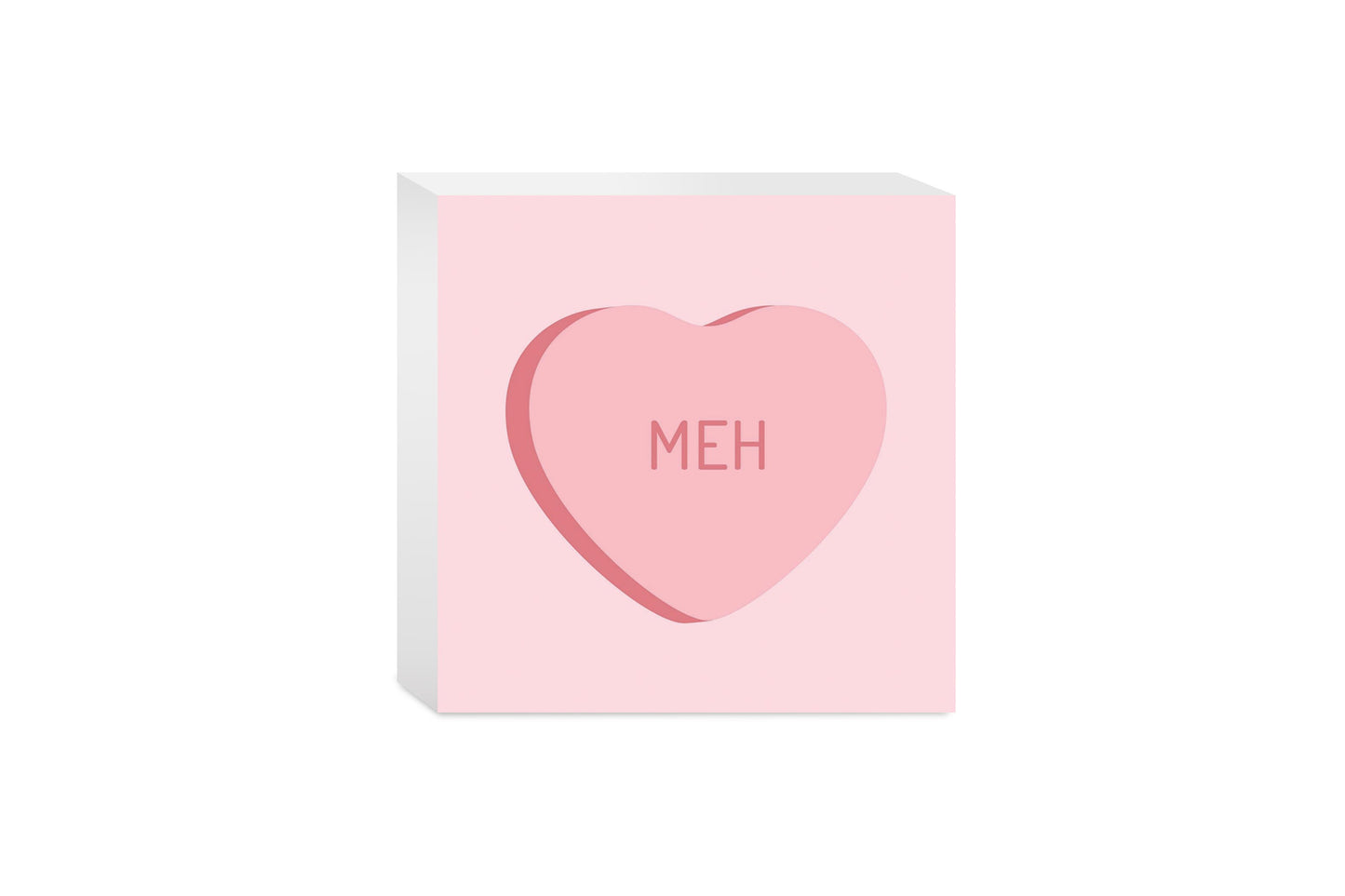 Funny Message Hearts Meh | Wood Block | Eaches | Min 4