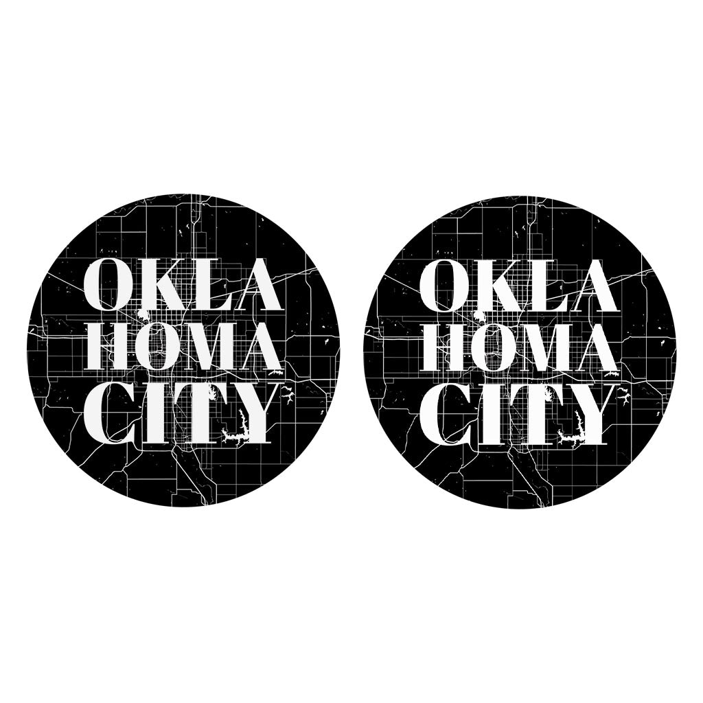 Modern Oklahoma City Map| Absorbent Car Coasters | Set of 2 | Min 4