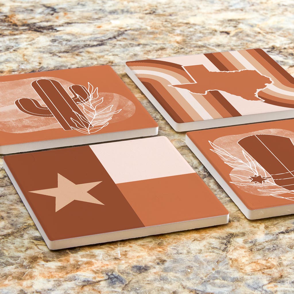 Modern Minimalist Texas Set | Absorbent Coasters | Set of 4 | Min 2