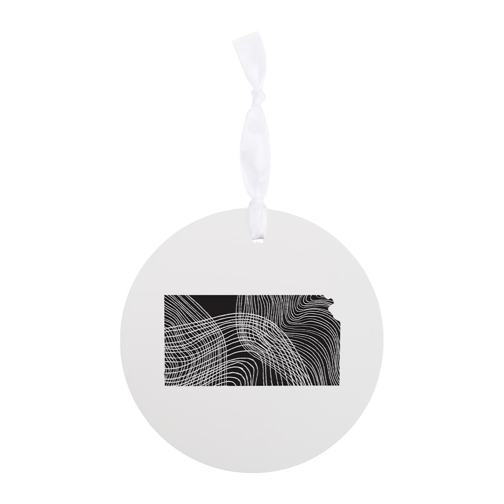 Minimalist B&W Kansas State Shape | Wood Ornament | Eaches | Min 6