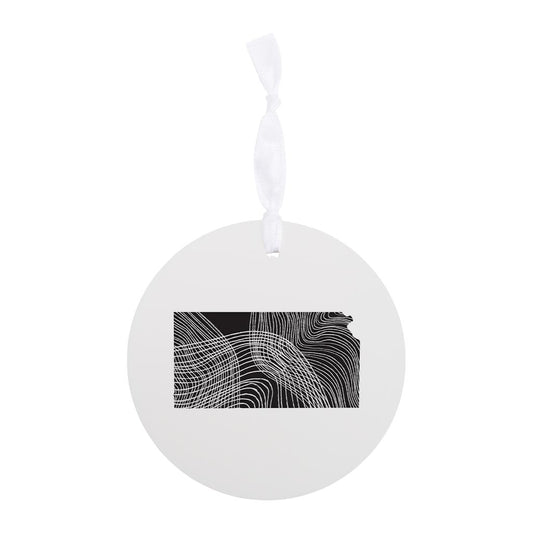 Minimalist B&W Kansas State Shape | Wood Ornament | Eaches | Min 6