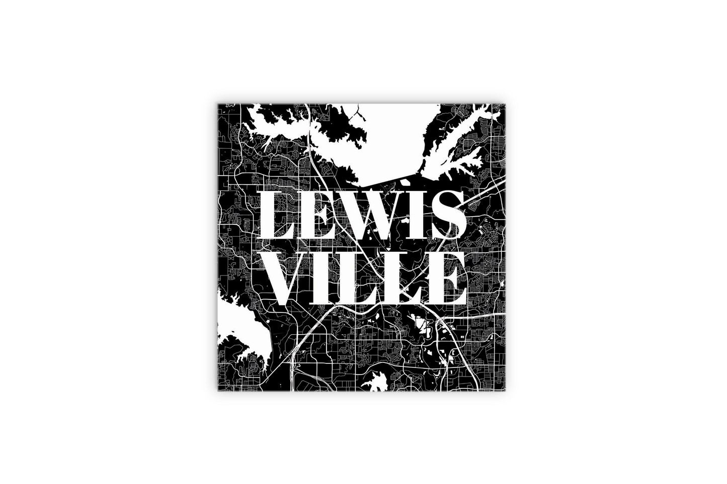 Minimalistic B&W Texas Lewisville Map | Wood Sign | Eaches | Min 2