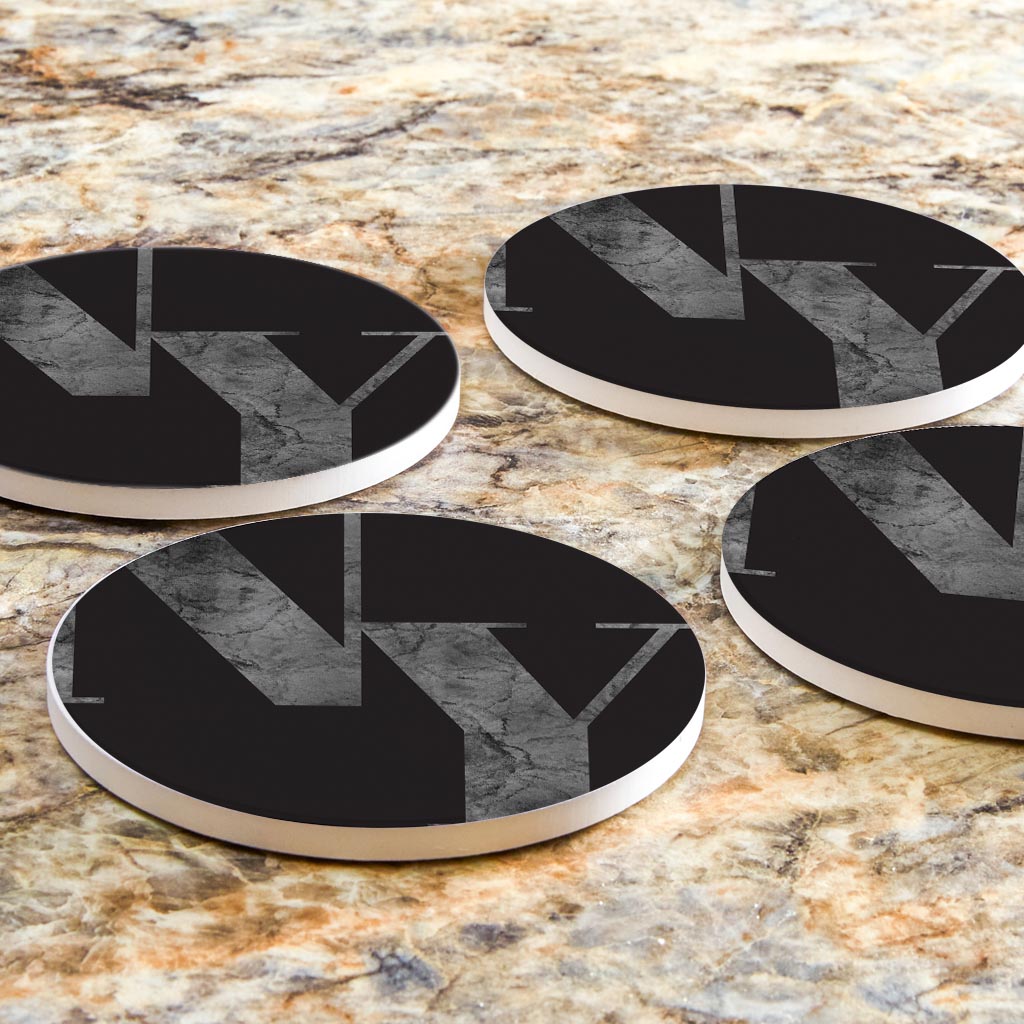 Minimalistic B&W New York Black Initials | Absorbent Coasters | Set of 4 | Min 2