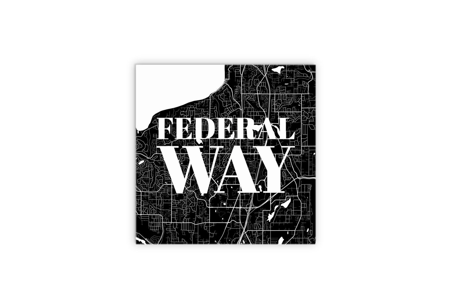 Minimalistic B&W Washington Federal Way Map | Wood Sign | Eaches | Min 2