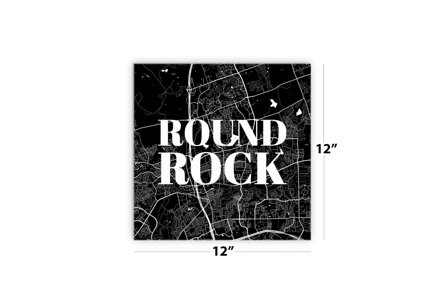 Minimalistic B&W Texas Round Rock Map | Wood Sign | Eaches | Min 2