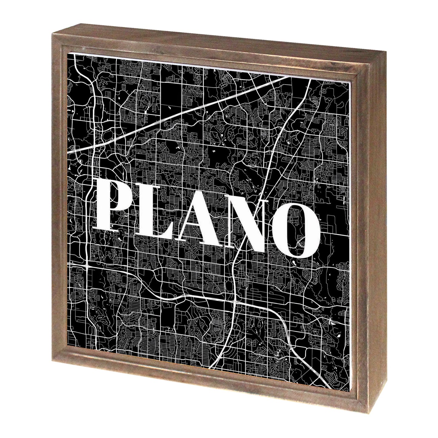 Minimalistic B&W Texas Plano Map | Wood Sign | Eaches | Min 1