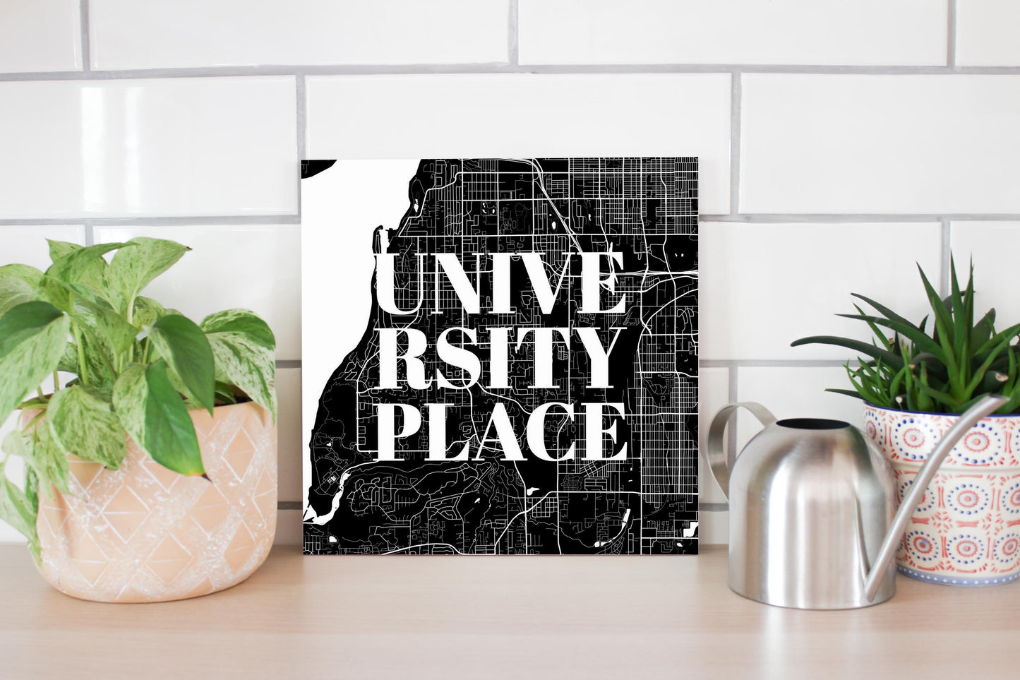 Minimalistic B&W Washington University Place Map | Wood Sign | Eaches | Min 2