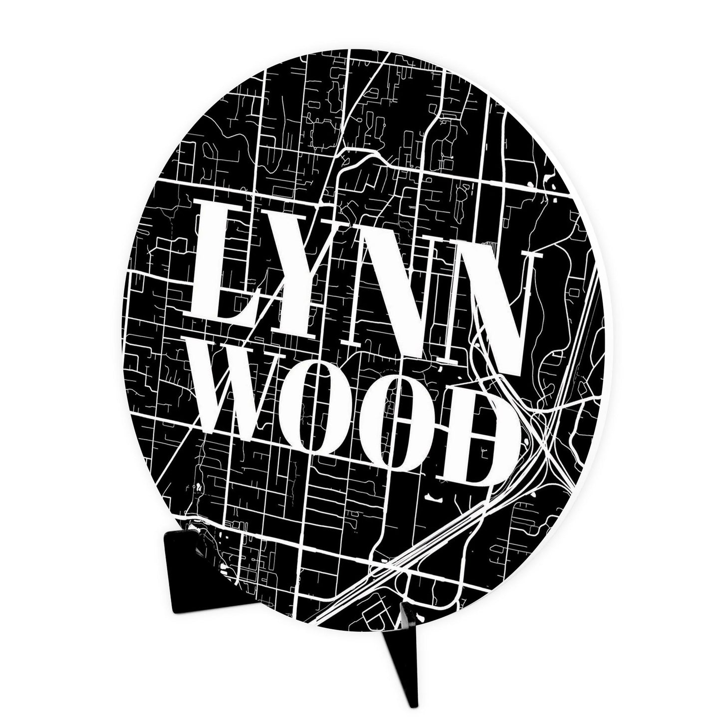 Minimalistic B&W Washington Lynnwood Map | Wood Sign | Eaches | Min 1