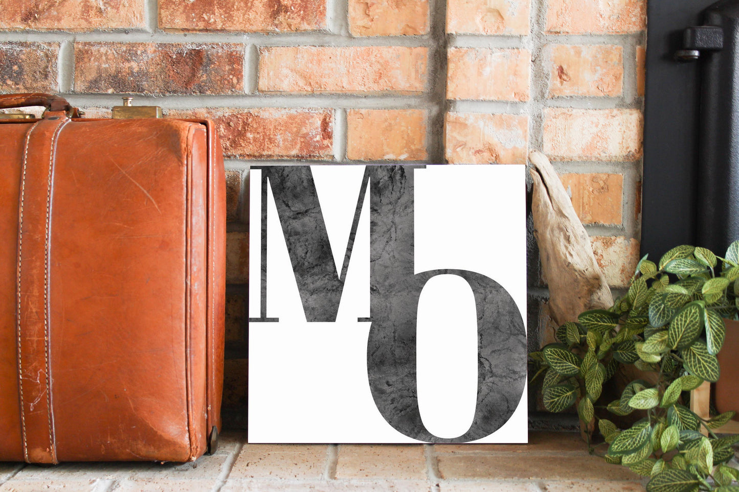 Minimalist B&W Missouri White Initials | Wood Sign | Eaches | Min 2