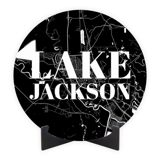 Minimalistic B&W Texas Lake Jackson Map | Wood Sign | Eaches | Min 1