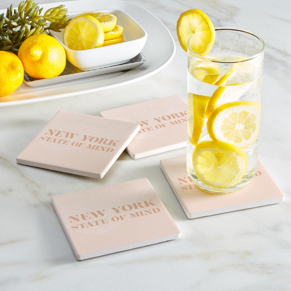 Modern Minimalist New York State Of Mind | Absorbent Coasters | Set of 4 | Min 2