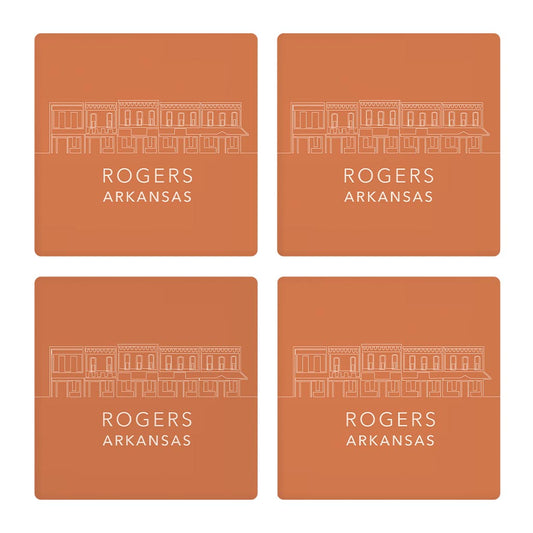 Modern Minimalist Arkansas Rogers Skyline State| Absorbent Coasters | Set of 4 | Min 2