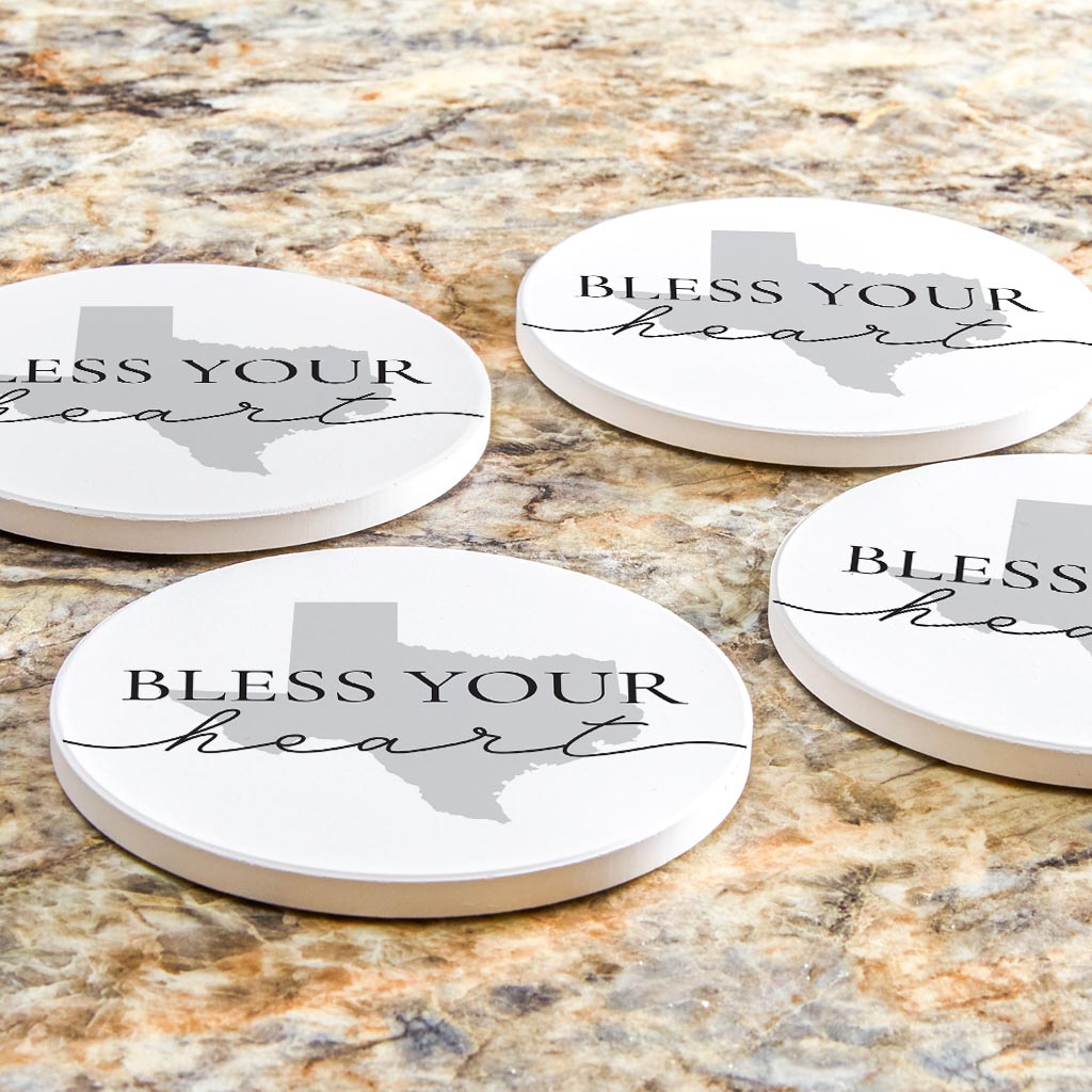 Minimalistic B&W Texas Bless Your Heart | Absorbent Coasters | Set of 4 | Min 2