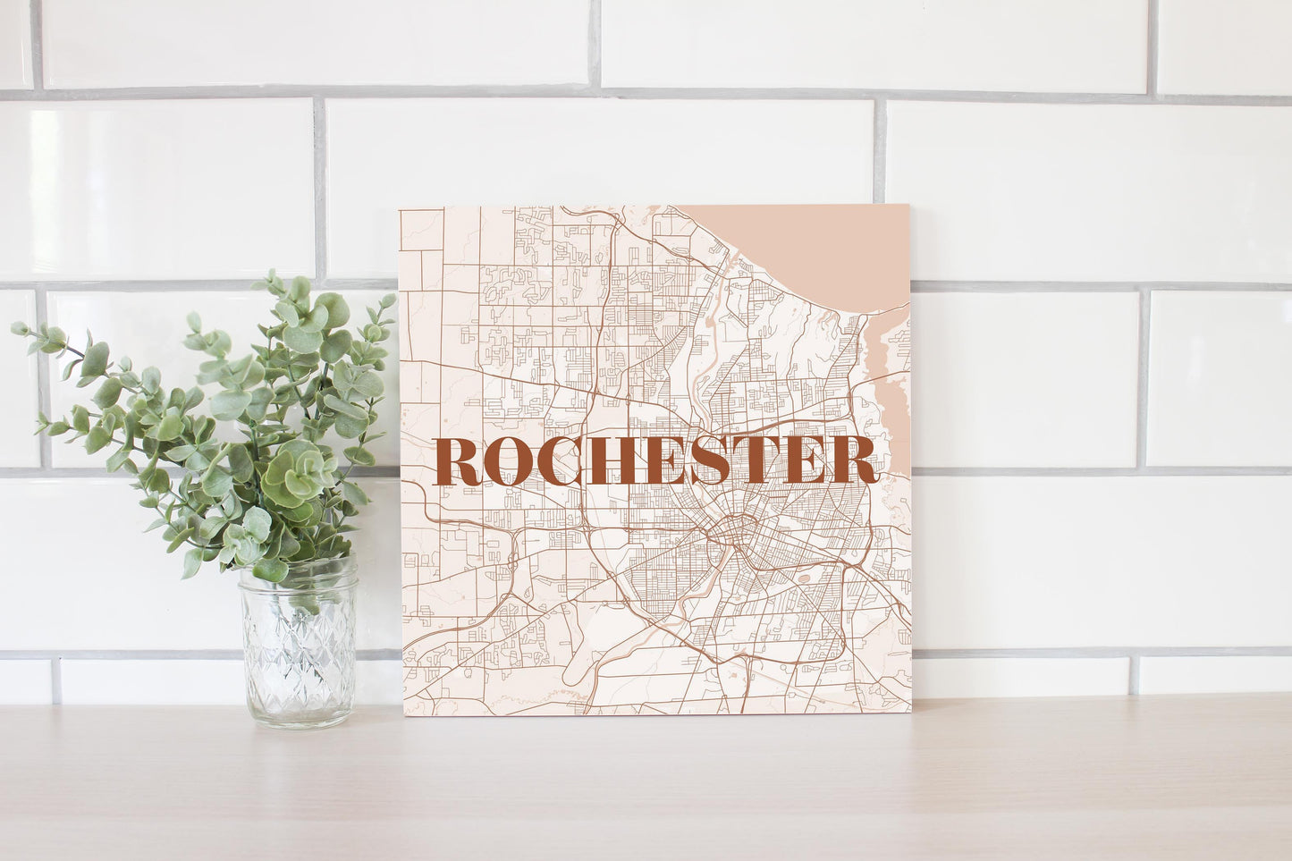 Modern Minimalist New York Rochester Map | Wood Sign | Eaches | Min 2