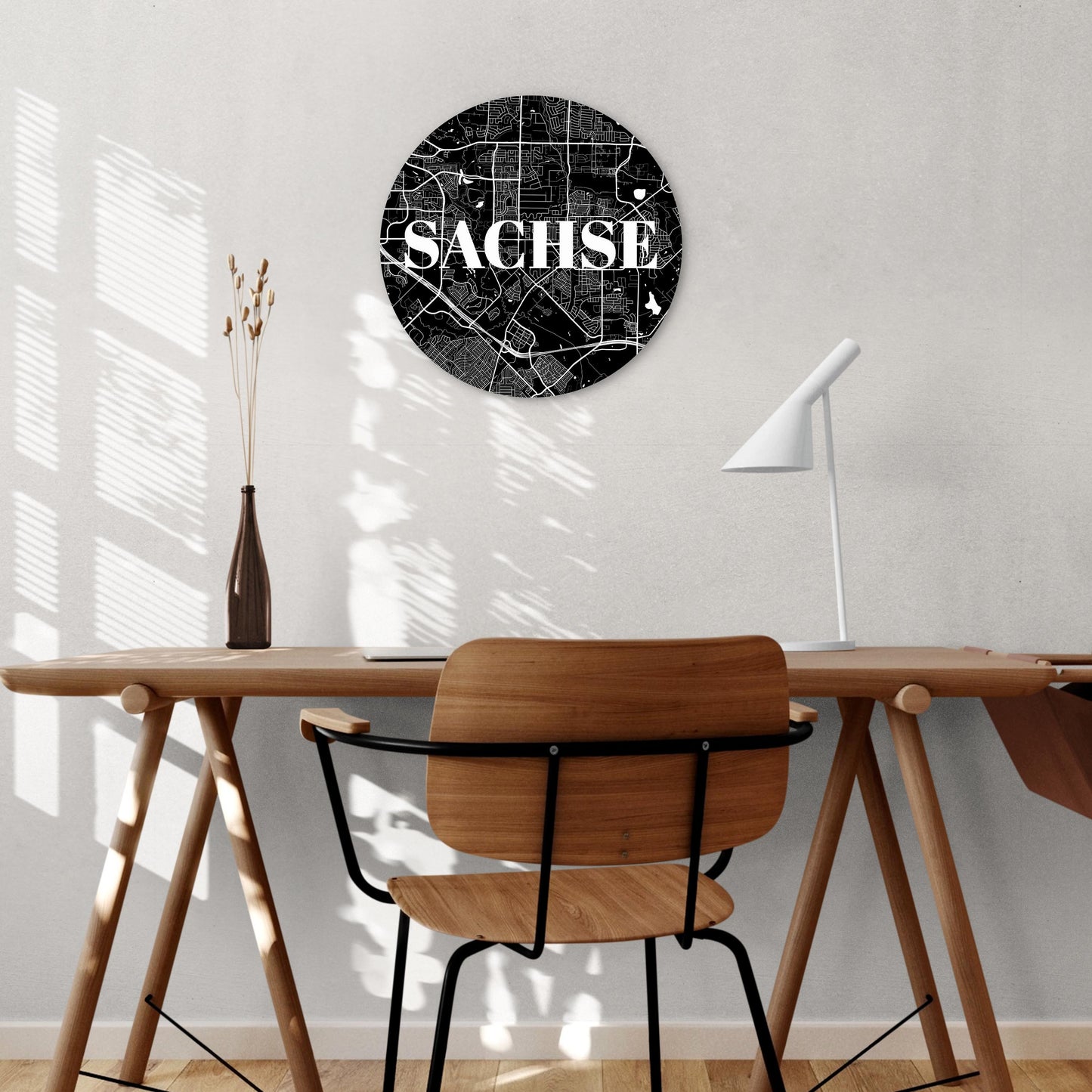 Minimalistic B&W Texas Sachse Map | Wood Sign | Eaches | Min 1