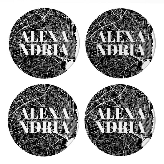 Minimalistic B&W Virginia Alexandria Map | Absorbent Coasters | Set of 4 | Min 2