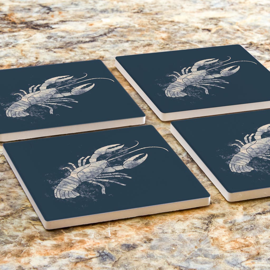 Modern Minimalist Louisiana Crawfish Water Color | Absorbent Coasters | Set of 4 | Min 2