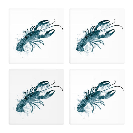 Blue White Water Color Crawfish | Absorbent Coasters | Set of 4 | Min 2