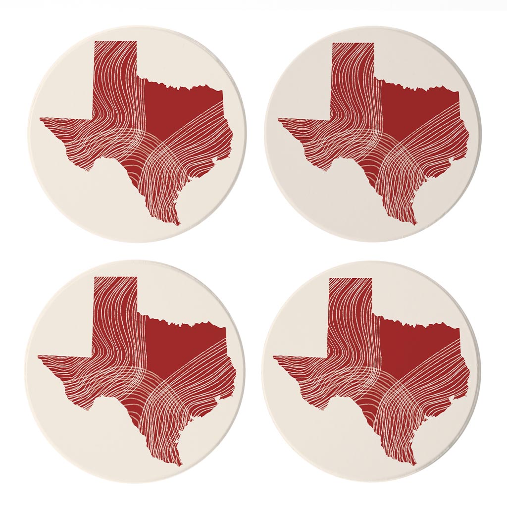 Modern Minimalist Texas Fluid Line State Shape | Absorbent Coasters | Set of 4 | Min 2