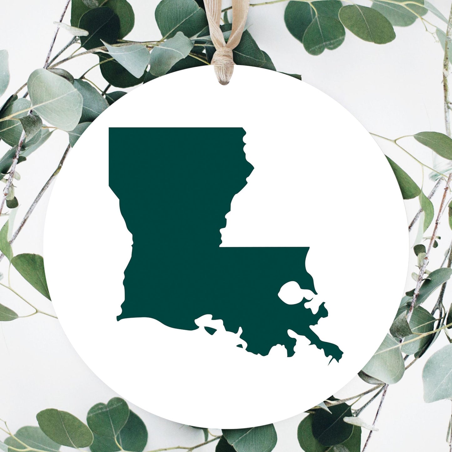 Blue White Louisiana State Shape | Wood Ornament | Eaches | Min 1