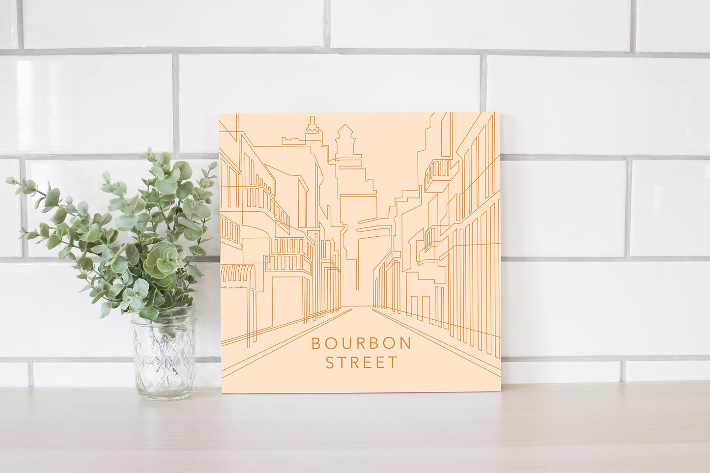 Modern Minimalist Louisiana Bourbon Street Line Drawing | Wood Sign | Eaches | Min 2