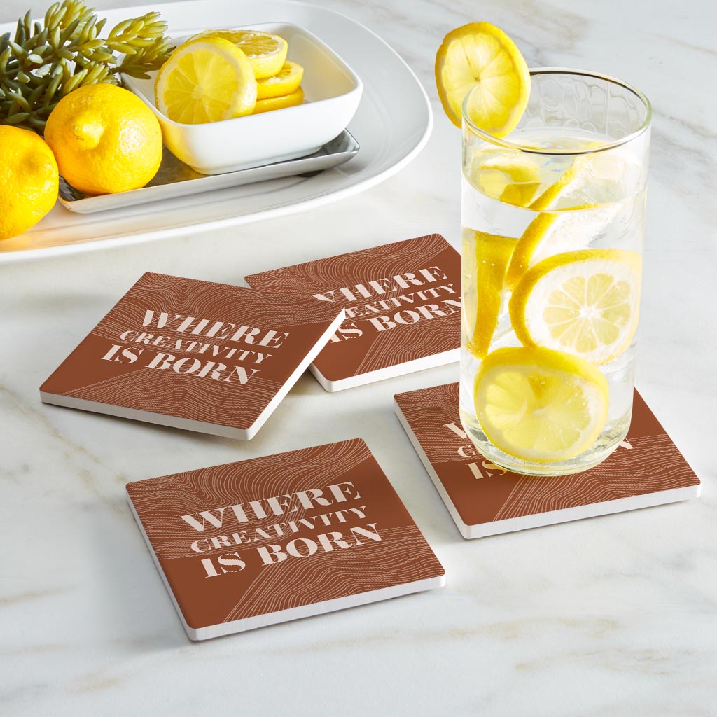 Modern Minimalist New York Creativity Is Born | Absorbent Coasters | Set of 4 | Min 2