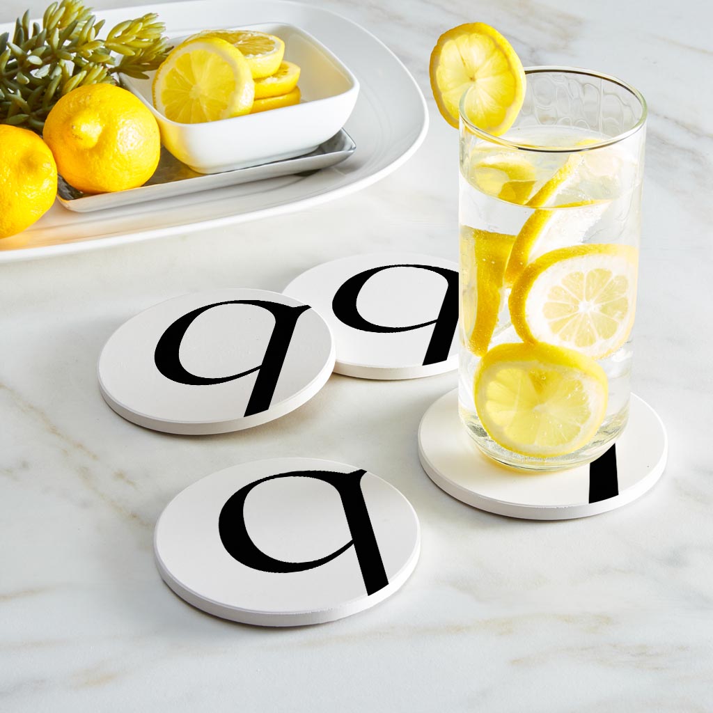 Minimalist Monogram Q Circle | Absorbent Coasters | Set of 4 | Min 2