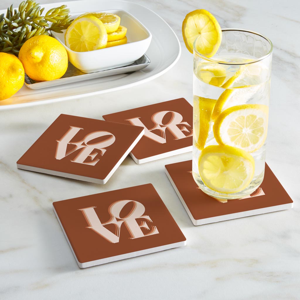 Modern Minimalist Pennsylvania Love Dark | Absorbent Coasters | Set of 4 | Min 2