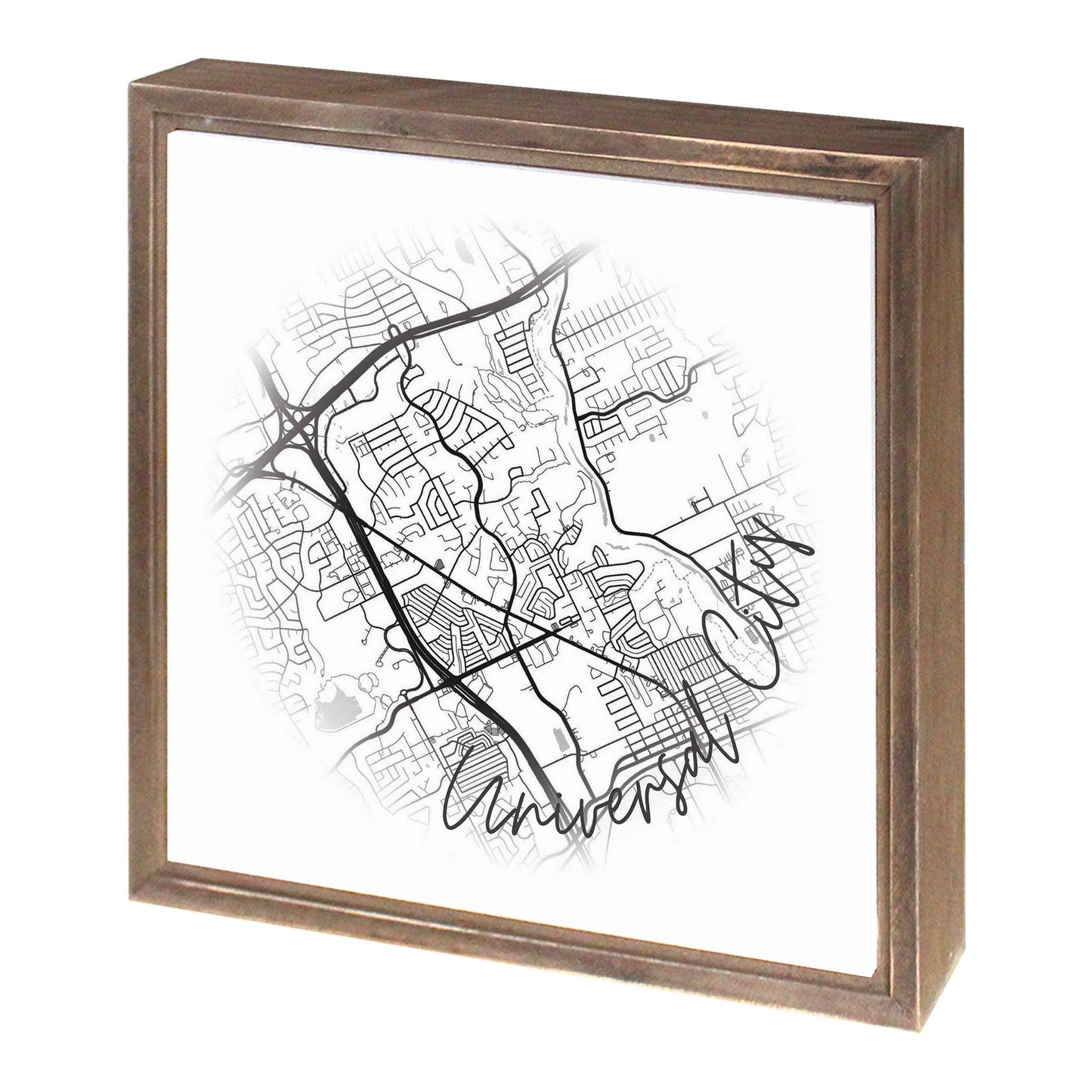 Minimalistic B&W Texas Universal City Circle Map | Wood Sign | Eaches | Min 1