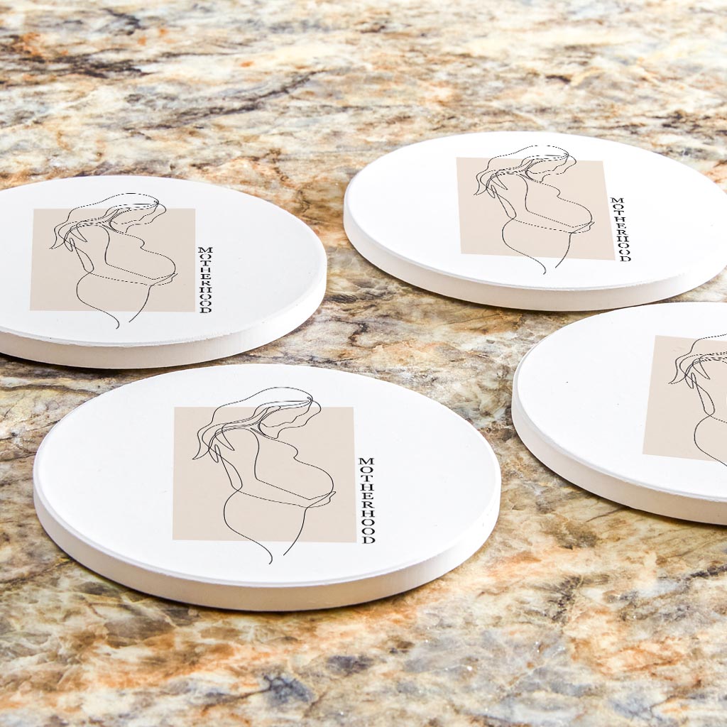 Modern Minimalist Mothers Day Pregnancy | Absorbent Coasters | Set of 4 | Min 2