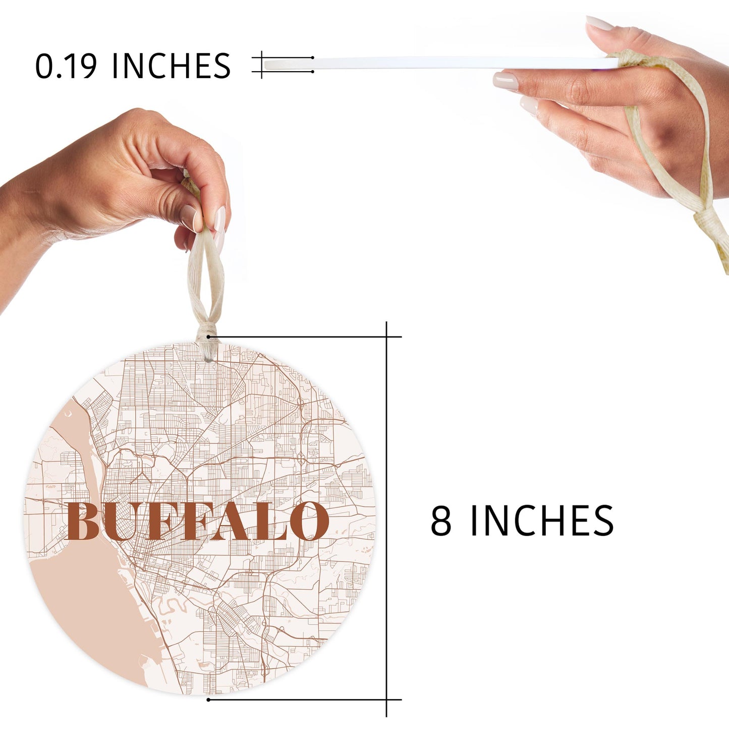 Modern Minimalist New York Buffalo Map | Wood Ornament | Eaches | Min 1