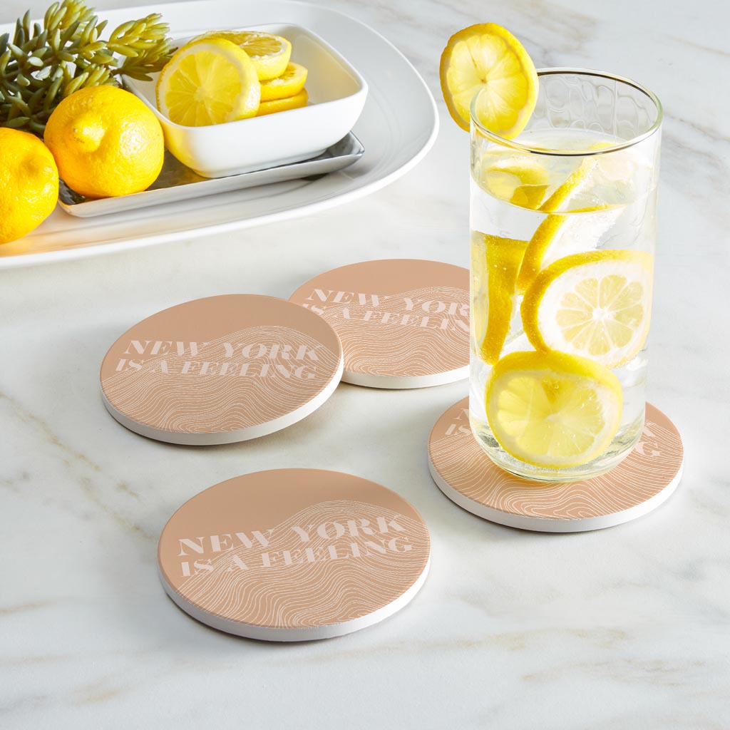 Modern Minimalist New York Is A Feeling | Absorbent Coasters | Set of 4 | Min 2