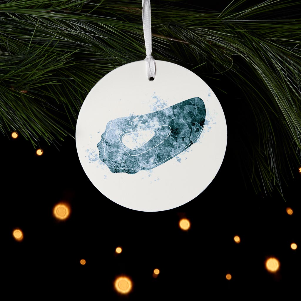 Blue White Water Color Oyster | Wood Ornament | Eaches | Min 6