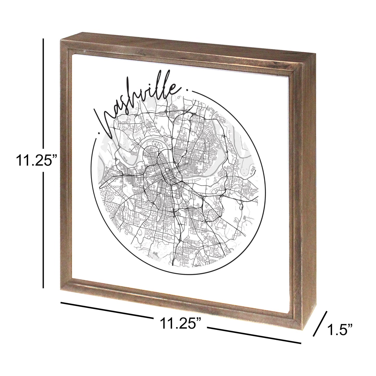 Minimalist B&W Tennessee Nashville Circle Map | Wood Sign | Eaches | Min 1