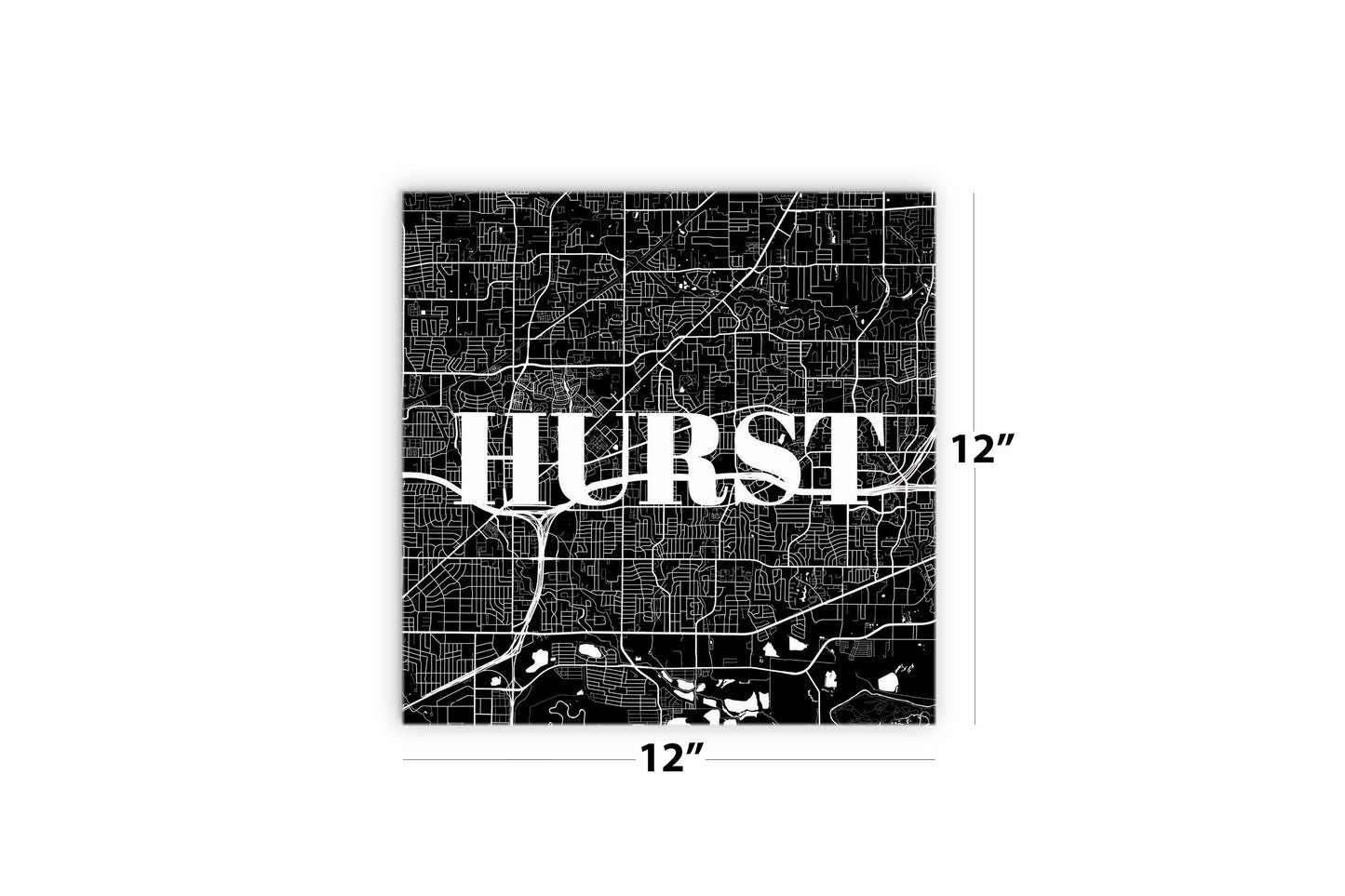 Minimalistic B&W Texas Hurst Map | Wood Sign | Eaches | Min 2