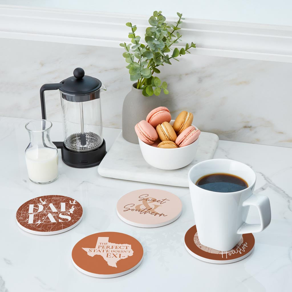 Modern Minimalist Texas Set | Absorbent Coasters | Set of 4 | Min 2