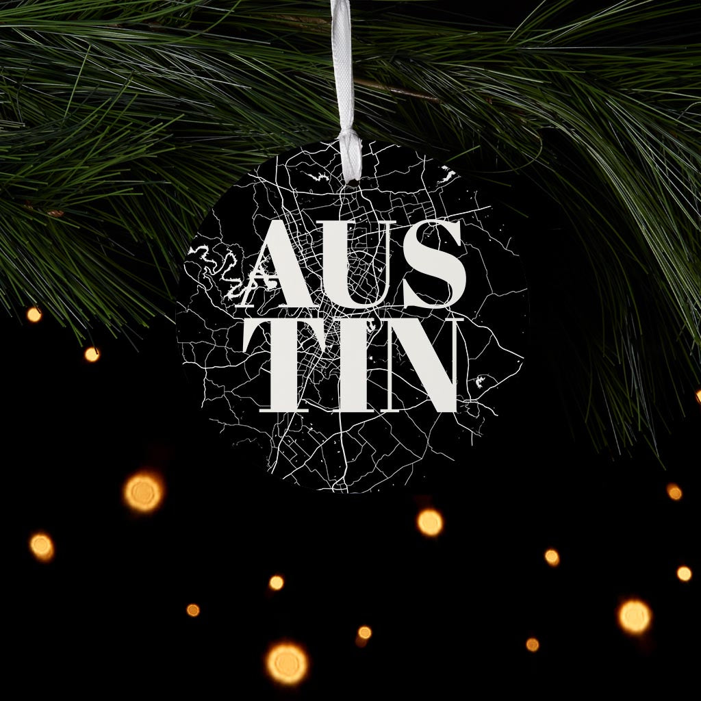 Modern Black Austin Map| Wood Ornament | Eaches | Min 6