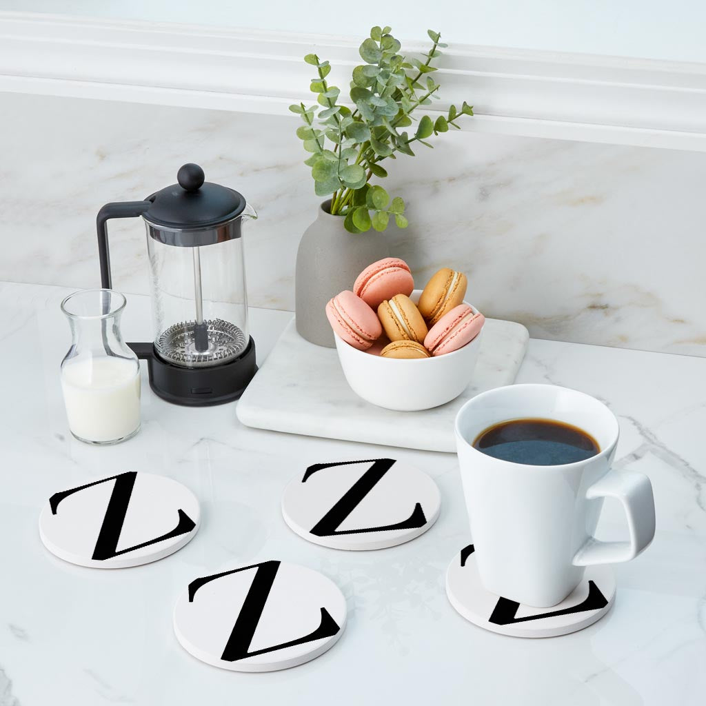 Minimalist Monogram Z Circle | Absorbent Coasters | Set of 4 | Min 2