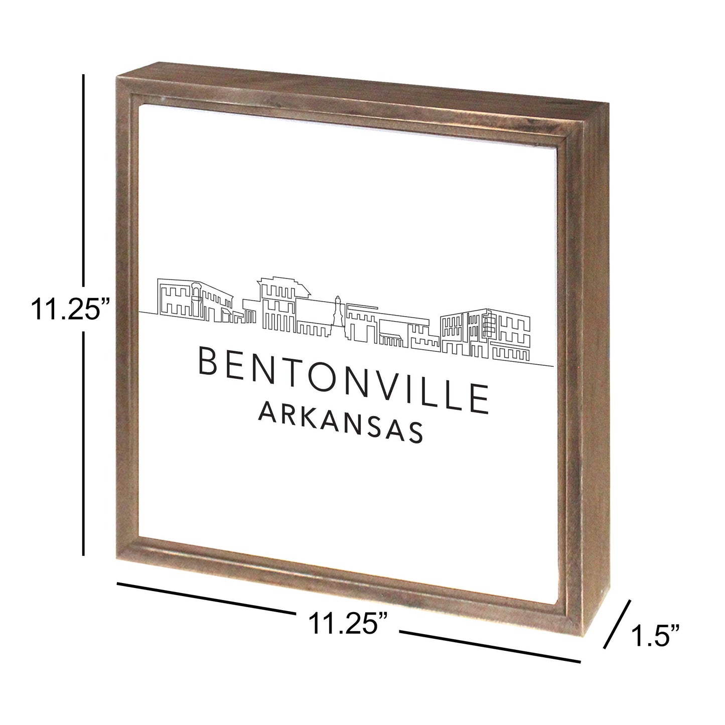 Minimalist B&W Arkansas Bentonville Skyline | Wood Sign | Eaches | Min 1