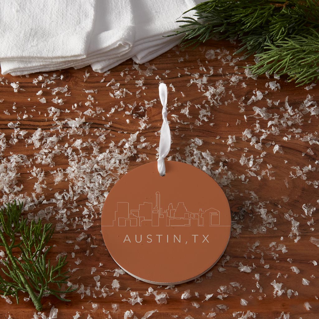 Modern Minimalist Texas Austin Skyline | Wood Ornament | Eaches | Min 6